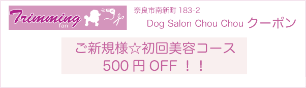 奈良市のトリミングサロン Dog Salon Chou Chouのクーポン券